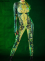 Green Snake Jumpsuit Women Zentai Suit Gothic Morphsuit Animal Bodysuits Women Rave Costume Halloween Festival Party Outfit. 