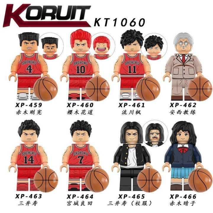 【Good selling】Compatible with LEGO Slam Dunk Sakuragi Hanamichi Rukawa Kaede Mitsui Hisashi Miyagi Ryoichi Building Blocks Figures Toys