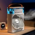DRUMSTONE  Portable Humidifier Mini AC, Table Fan, Desk Fan with USB-Powered, 3 Speed Modes, Mist Function, 7 Colors LED Light, 1/2/3 H Timer Home,Travel. 