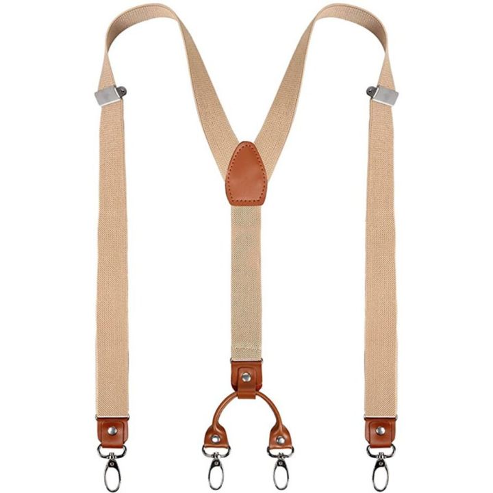 Cowhide%20Leather%20Suspenders%202.5cm%20Width%204%20Hooks%20Men/Women%20Suspender%20Y%20Back%20Adjustable%20Retro%20Elastic%20Trouser%20Braces%20-%20Image%203
