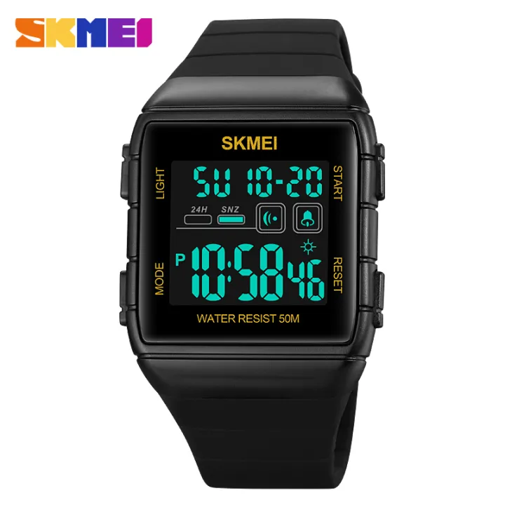 SKMEI Men Watch Sports 50M Waterproof Date Stopwatch EL Luminous Men Electronic Watch 1960