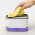 2-in-1 Countertop Soap Pump Dispenser, Sponge Caddy, Easy Refill Non-Slip Base For Kitchen Sink Dishwashing. 