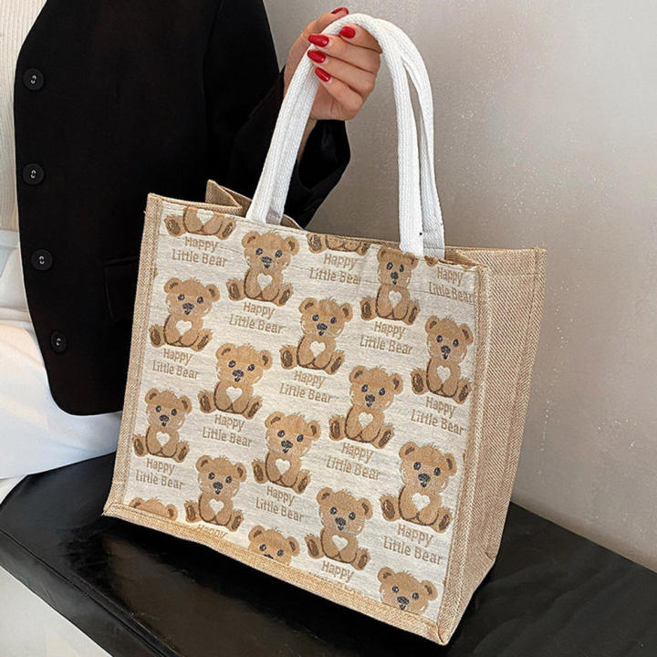 Stylish%20Tote%20Bags%20Large-capacity%20Handbag%20Handbags%20For%20Women%20Shoulder%20Bag%20Bear%20Canvas%20Bag%20Cotton%20Linen%20Tote%20Bag%20Shopping%20Bag%20-%20Image%206