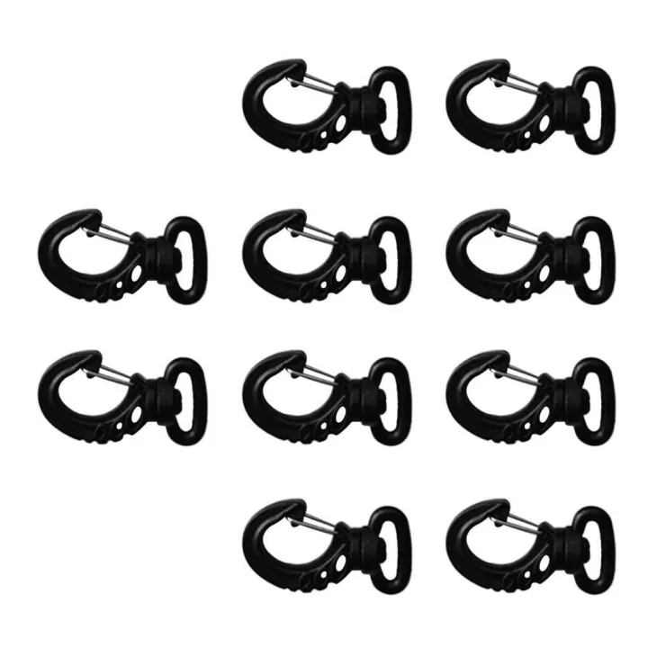 2x10 Pieces Black Plastic Swivel Spring Snap Hook Clip Fits 20mm ...