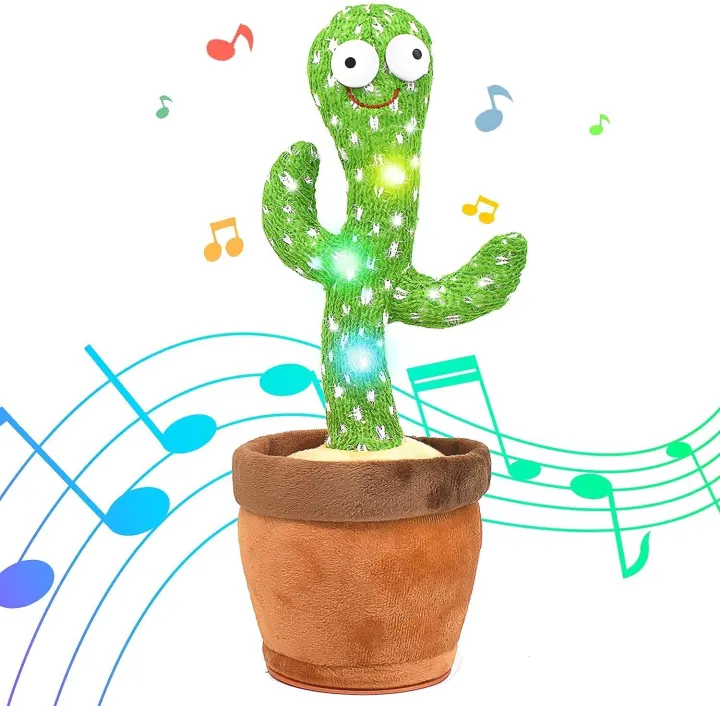 Musical Dancing Talking Green Cactus Toy Tree with 120 Sound Track & Talkback Voice Reply, Soft Fabric with Plastic Toy for Toddler Baby Children Kids 2 3 4 5 6 Year Old Boy Girl