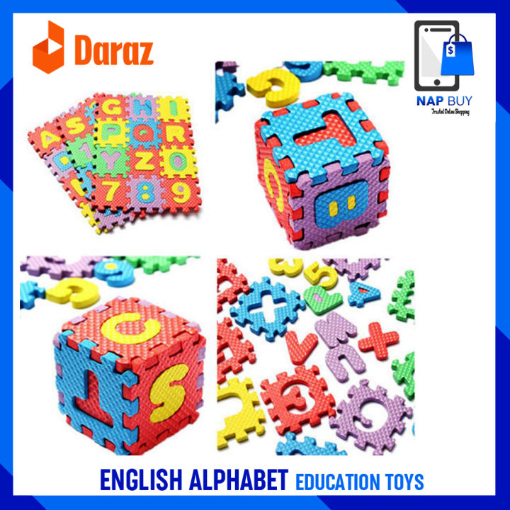 36Pcs/Set Puzzles EVA Foam Mat Alphabet Letters Numbers Puzzle Children Intelligence Development Bath Water Floating English Alphabet Toys