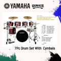 YAMAHA Rack Mounted 7 Pc Professional Acoustic Drum Set - Black. 