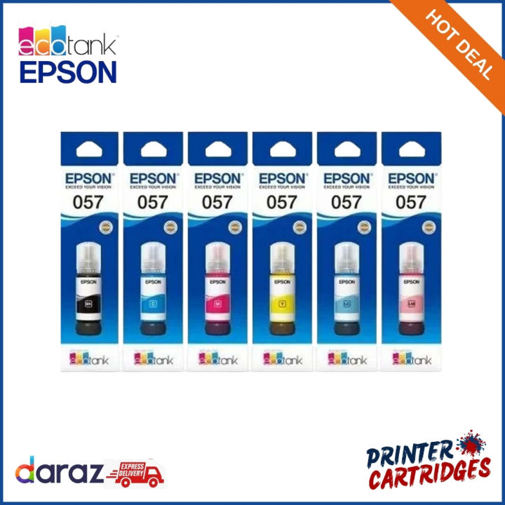 Epson 057 Black/Cyan/Light Cyan/Light Magenta/Magenta/Yellow Original Ink Bottle (PC700A, PC701A, PC702A, PC703A, PC704A, PC705A, PC706A) | Printer Cartridges.lk | Best Price in Sri Lanka