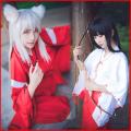 Anime Inuyasha Cosplay Costumes Red Japanese Kimono Men Robe Costume W Wigs Ears And Necklace For Halloween Party men and women. 