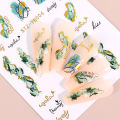 【ALLGOOD】3D Gradient Marble Nails Stickers Coloring Bloom Manicure Decals Golden Wave Stripe Slider Foil DIY Nail Art Accessories. 