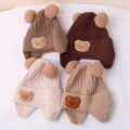 Winter Baby Beanie Cap Cartoon Bear Ear Protection Knitted Hat for Toddler Boys Girls Cute Korean Warm Kids Crochet Hats Gorros. 