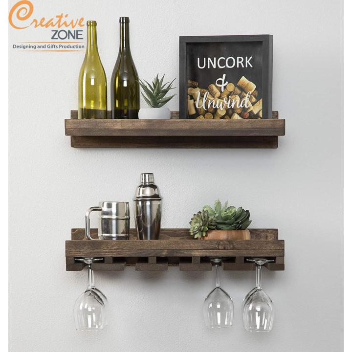 Wood Wall Mounted  Bottle Rack