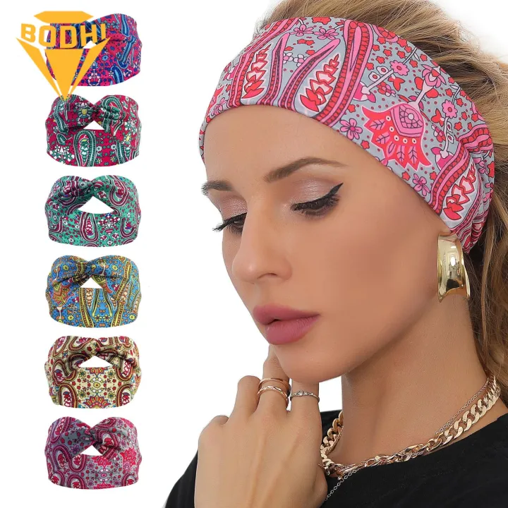 High Elastic Headband Boho Style Yoga Headband for Women Cross Knot High Elasticity Sweat Absorption Perfect for Sports Workouts