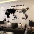 Firewings World Map 3D Wall Stickers Crystal Mirror Wall Sticker for Office Sofa TV Background. 