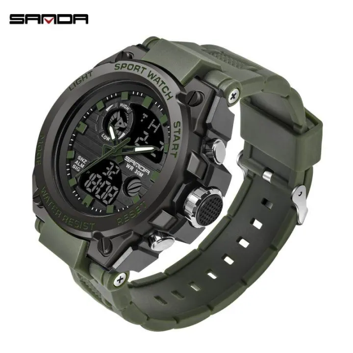 【Miga Plaza】 Men Watch  Luxury Sports Sports Electronic Watch LED Multifunction Watch Luxury Chronograph Fashion Outdoor Military Waterproof Men's Watch