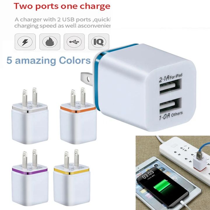 1PC Universal Phone Chargers 5V / 2A Dual USB Charger Fast Charging for Samsung for iPhone XS Max Tablet Wall Adapter US Plug