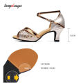 Modern Dance Shoes Women Ladies Peep Toe Tango Shoes Standard Waltz Ballroom Dancing Shoes Latin Sandals Heels 5.5cm. 