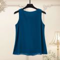 2024 Summer Double-Layer Chiffon Camisole Women's Inner Loose Chiffon Shirt Women's Sleeveless Blouse plus Size Outer Wear Underwear. 