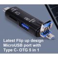 5 in 1 USB OTG Type C/ USB/ Micro USB/ SD TF Memory Card Reader Adapter. 