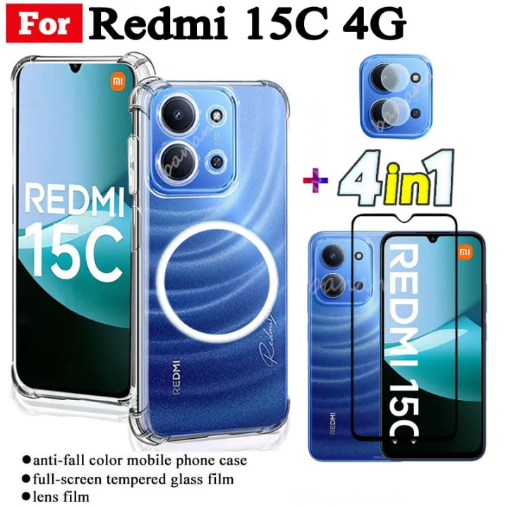 Redmi%2015C%20Transparent%20TPU%20Shockproof%20Phone%20Case%20With%20Magnetic%20Wireless%20Charging%20Sticke%20for%20Redmi%2015C%205G%20Redmi%2014C%20Anti%20Spy%20Privacy%20Tempered%20Glass%20+%20Lens%20Film%20-%20Image%203