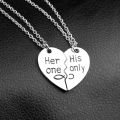 Couple Love Heart Stitching Pendant Girlfriend Boyfriend Chain Necklaces gift. 