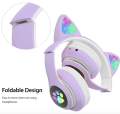 P47M Cute Fashion Cat Ears Wireless Headphones Flash Light LED RGB Gaming Bluetooth Headset For Girl Kids Foldable Earphones Gif. 