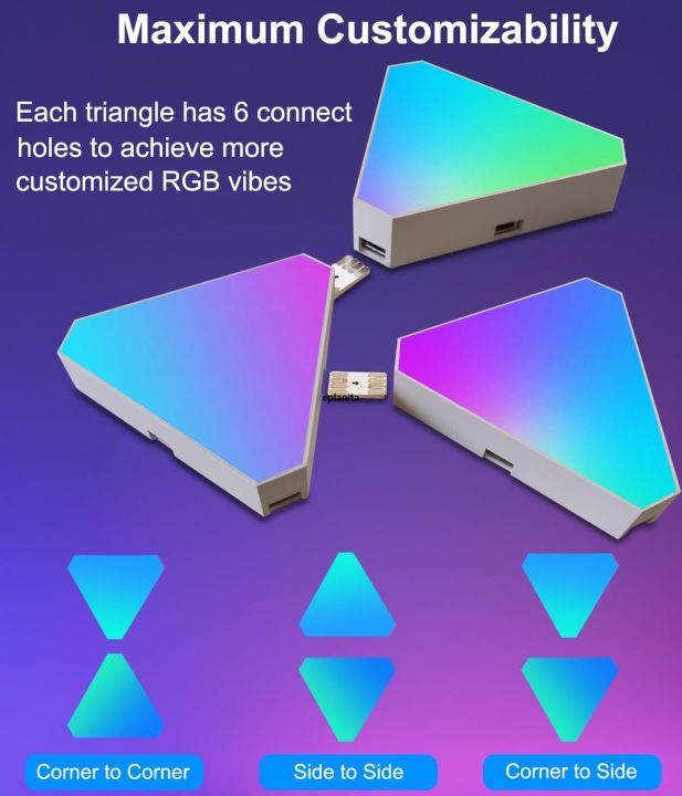 RGB Triangle LED Light Panels, DIY Triangle LED Wall Lights , APP and ...