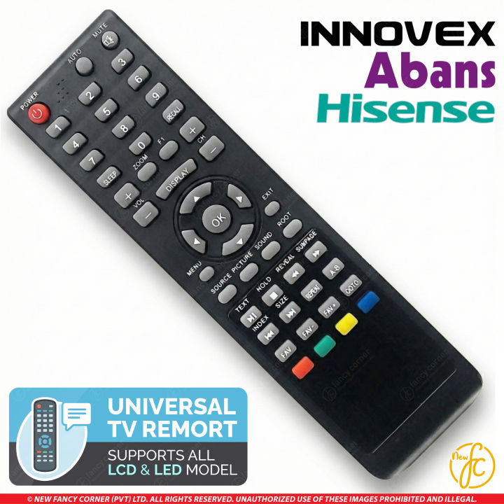 Universal TV Remote Controller for Innovex, Abans & Hisense - All-in-One Replacement for LED, LCD & Smart TVs (24–32 Inch) - Multi-Brand Compatible Controller