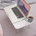 Folding Laptop Table Folding Laptop Table Non-slip Legs High Stability Strong Load-bearing Portable Collapsible Bed Table with Cup Holder for Students Laptop Desk. 