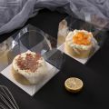 4 Sizes Transparent Cake Square Boxes / PET Paper Bottom Dissert Cake Case Packaging Box for Wedding Birthday Party Decor. 