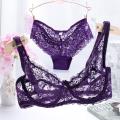 Bra Set Women Set Underwire Ultra Thin Transparent Full Lace Female Comfortable Underwear Sleeping Bra Set Large Size Thin. 
