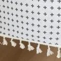 Fresh Floral Tablecloth Japanese Style Printed Dining Table Cover Cloth Tassel XINGX Dot Background Decoration. 