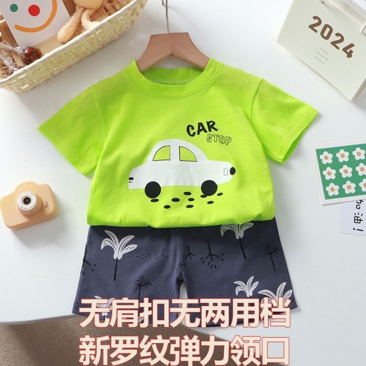 Girls'%20Children's%20Clothing%20Short%20Sleeve%20Shirt%20Summer%20New%20Suit%20One-Piece%20Pure%20Cotton%20Clothes%20Korean%20Style%20Baby%20Baby%20Boy%20-%20Image%203
