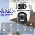8MP 4K PTZ WiFi IP Camera Security Protection Dual Lens Screen Color Night Vision Auto Track CCTV Surveillance Camera ICSEE APP. 