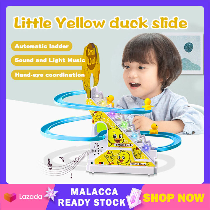Tiktok Electric Duck Track Slide Toys Climbing Stairs DIY Rail Racing Music Educational Toy Kids Children Gift Funny Duck Toy 鸭子爬楼梯玩具 | Cute Baby