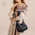 Vocoal Crossbody Shoulder Bag Soft Leather Bag Female Fashion Simple European American Trend Retro Multi-pocket Large Capacity Water Resistant Sling Bag. 