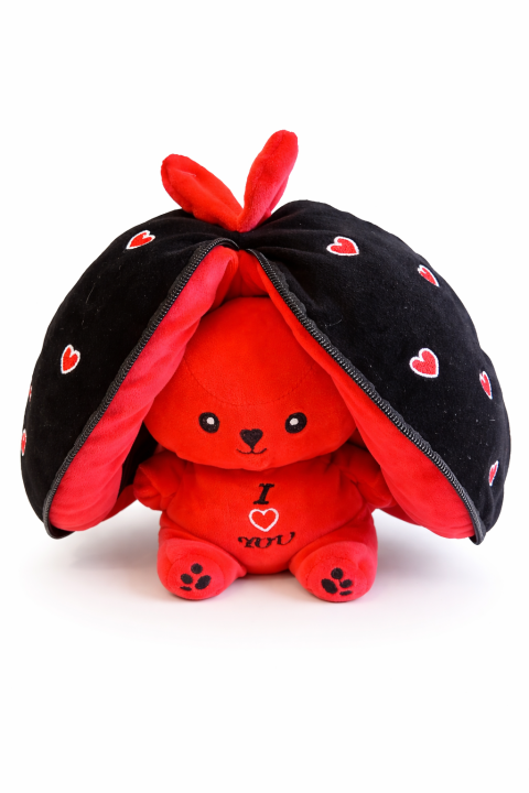 Red Colour Rabbit Teddy Foldable Plush Rabbit | Valentine Gift | Rabbit Toy | Cute Red Bunny ...