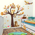 Animal Tree Cartoon Elephant Giraffe Animals Theme Wall Art Decal Sticker Decoration for Living Room Nursery Baby Girl Boy Kid Children's Room Bedroom Decoration. 