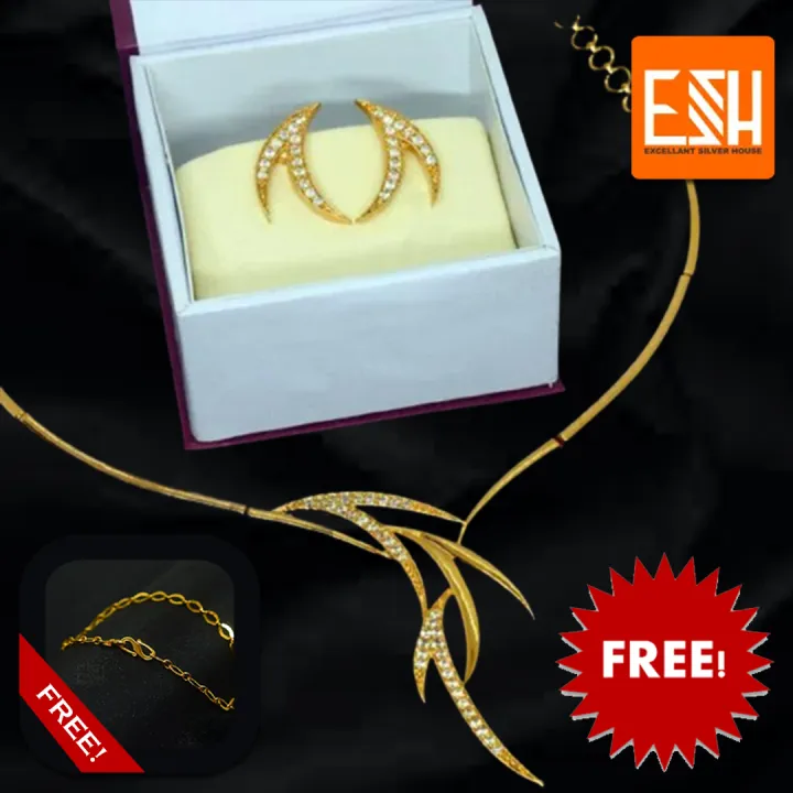 BUY%20ONE%20GET%20ONE%20FREE%20-%20Buy%20Gold-plated%20Stylish%20Quality%20Necklace%20With%20Earring%20get%20beautiful%20link%20bracelet%20and%20gift%20box%20for%20Woman%20and%20girl%20-%20Image%202