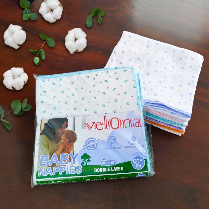 Velona Clothing 6 PC VELONA STAR DESIGN ORGANIC COTTON CLOTH NAPPY SET – (18″X18″ )
