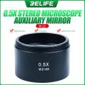 RELIFE 0.5X 0.7X Trinocular Stereo Zoom Microscope Barlow Glass Lens Thread 48mm Microscope Auxiliary Lens Objective Glass Lens. 