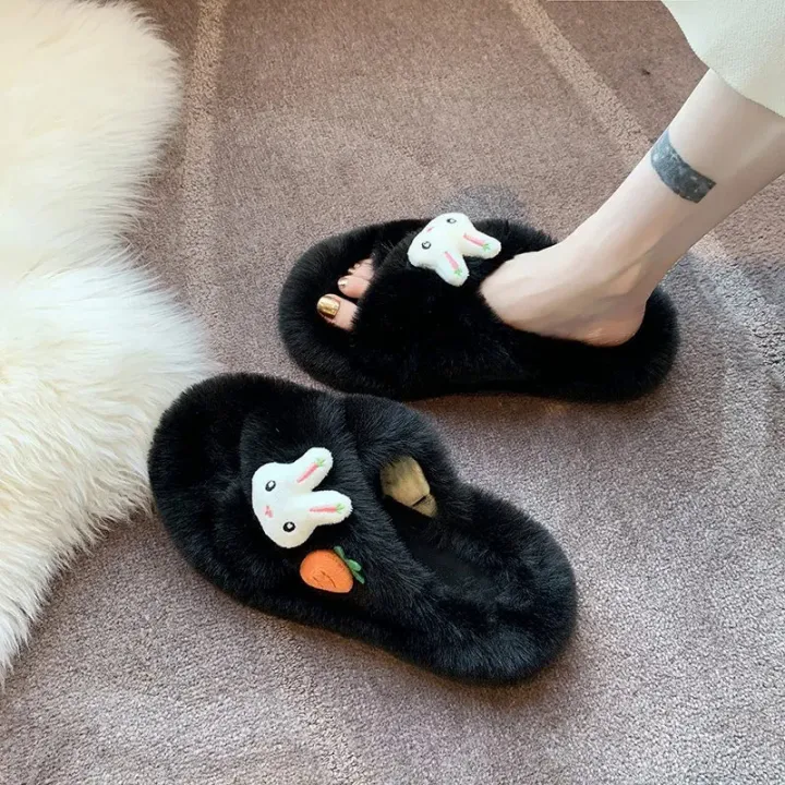 2024%20fall%20and%20winter%20new%20cute%20cartoon%20hair%20slippers%20warm%20flat%20at%20home%20wearing%20a%20word%20slippers%20women%E2%80%99s%20shoes%20-%20Image%204