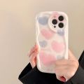 Cellphone Case For iPhone 11 12 13 14 PLUS PRO MAX 12 13 MINI Phone Casing love heart Cream Wave Edge Fashion Cute Soft Shockproof TPU Anti-falling Back Cover Silicone Hot Full Protection. 
