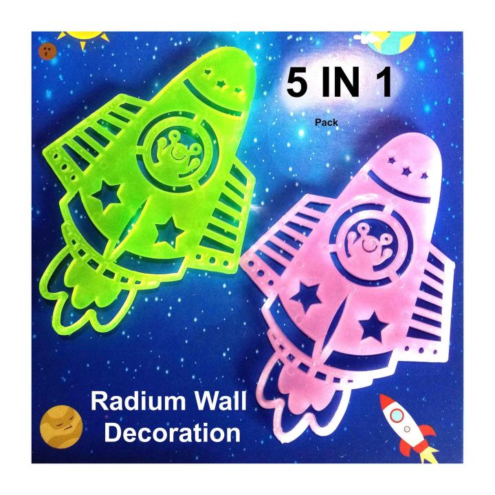Radium Stars Stickers Night Glow Stars Christmas Gift Stars Rocket Toy with Double Tape