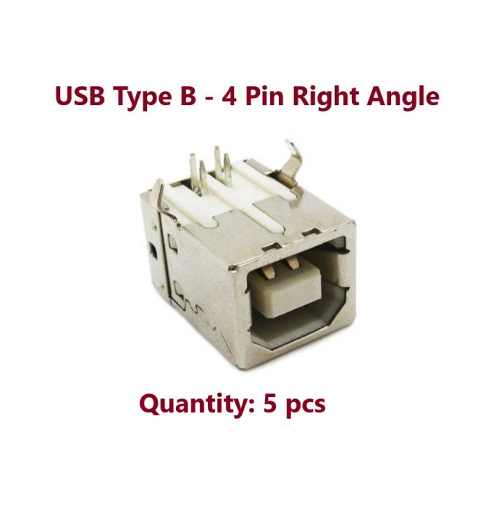5 pcs of USB Type B 4Pin Right Angle Socket