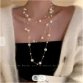 Long Double Layer Simulated Pearls LadIes Necklaces Clavicle Fashion Jewelry Sweater Chain Long Necklace for Women. 