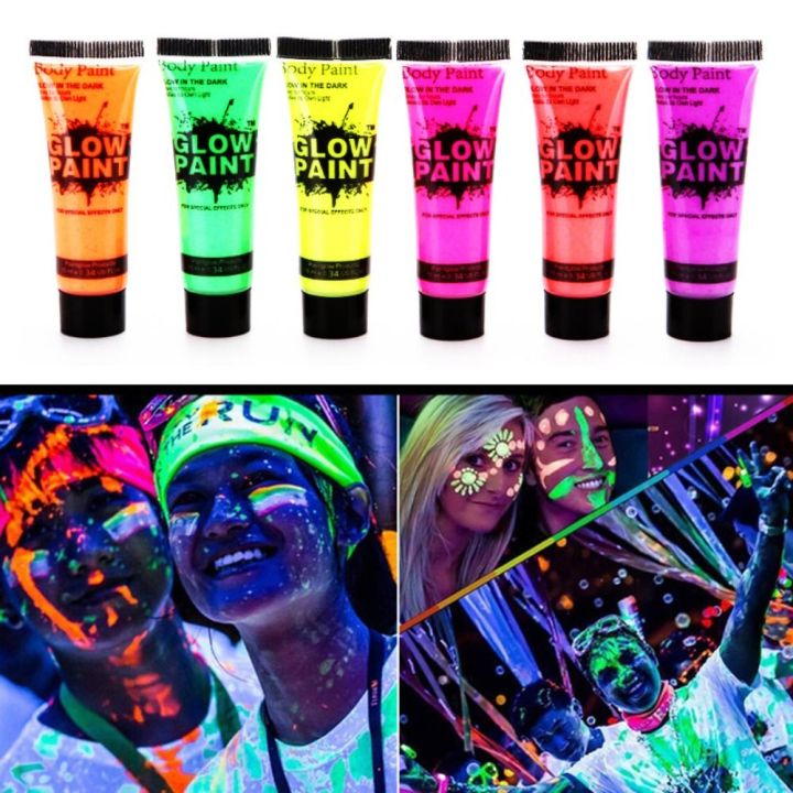 Body Face Paints Set 10ml Face Fluorescent Glow Paint Kids Makeup Luminous Color Body Art Painting Festival Painting Neon Cosplay Pigment Christmas