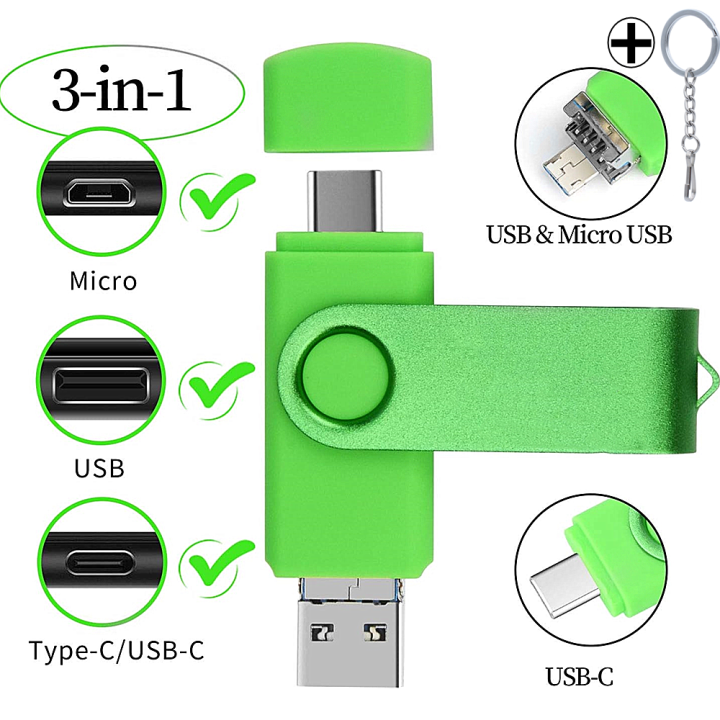 New specials 360° rotation 3IN1 OTG USB Flash Drives 128GB Micro TYPE-C ...