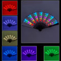 New 5V Rechargeable Colorful Change Portable Rave Fan Neon Fan Light Dance Music Party Performance Props Flash Folding Fan. 