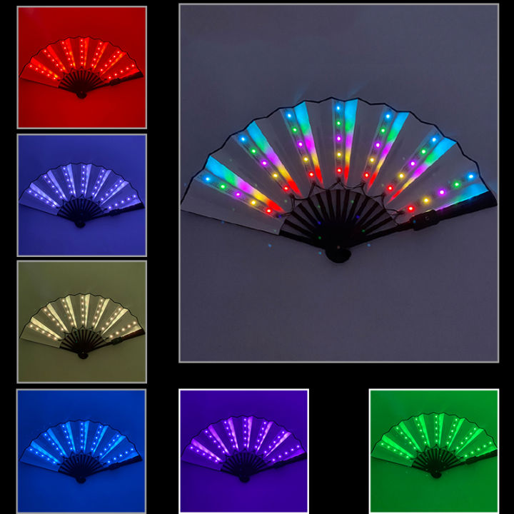 New%205V%20Rechargeable%20Colorful%20Change%20Portable%20Rave%20Fan%20Neon%20Fan%20Light%20Dance%20Music%20Party%20Performance%20Props%20Flash%20Folding%20Fan%20-%20Image%202